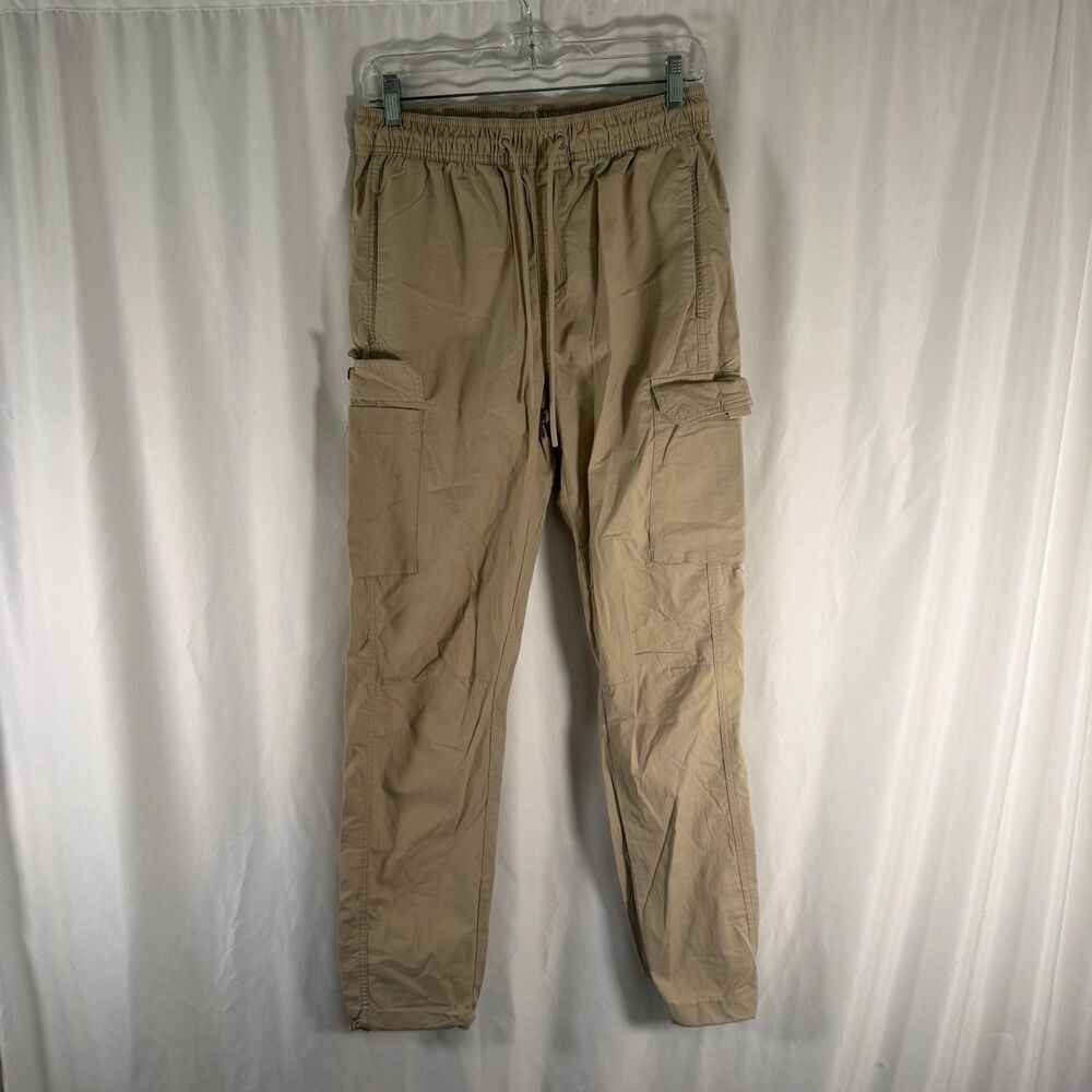 CSG Tactical Joggers Men's Medium Beige Drawstring Cargo Snap Pockets